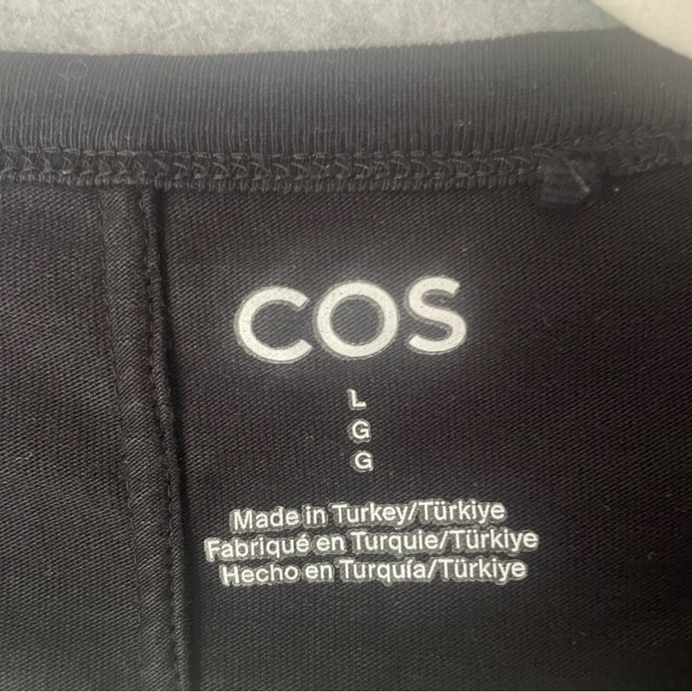 COS Mens Black Long Sleeve Cotton T Shirt Large - Picture 3 of 7